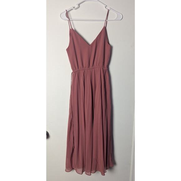 ASOS Dress Womens 0 Pink Midi Pleated Wedding Guest HOCO Romantic Feminine Flowy - Picture 1 of 9